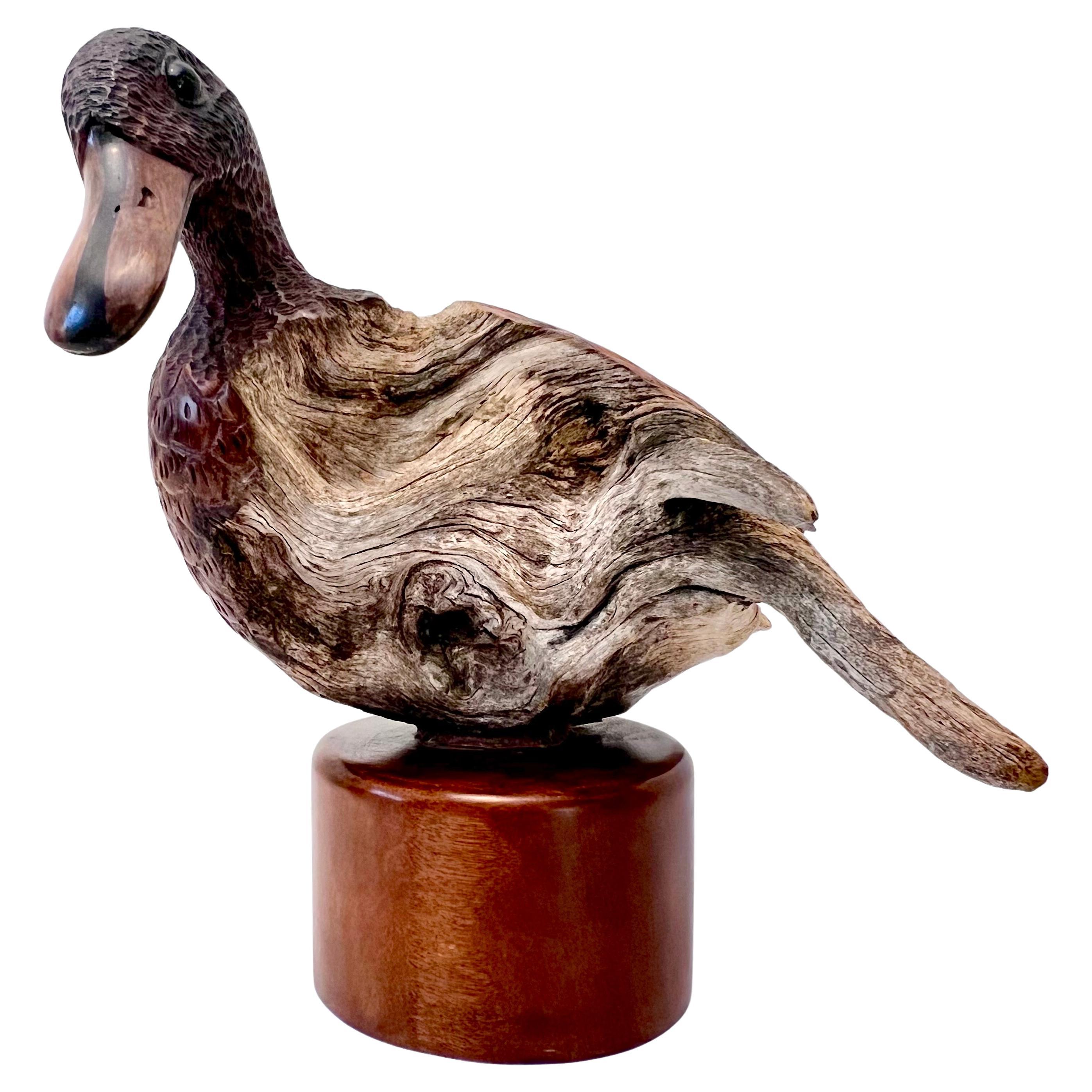 Hand Carved Duck Sculpture from DriftWood For Sale 2