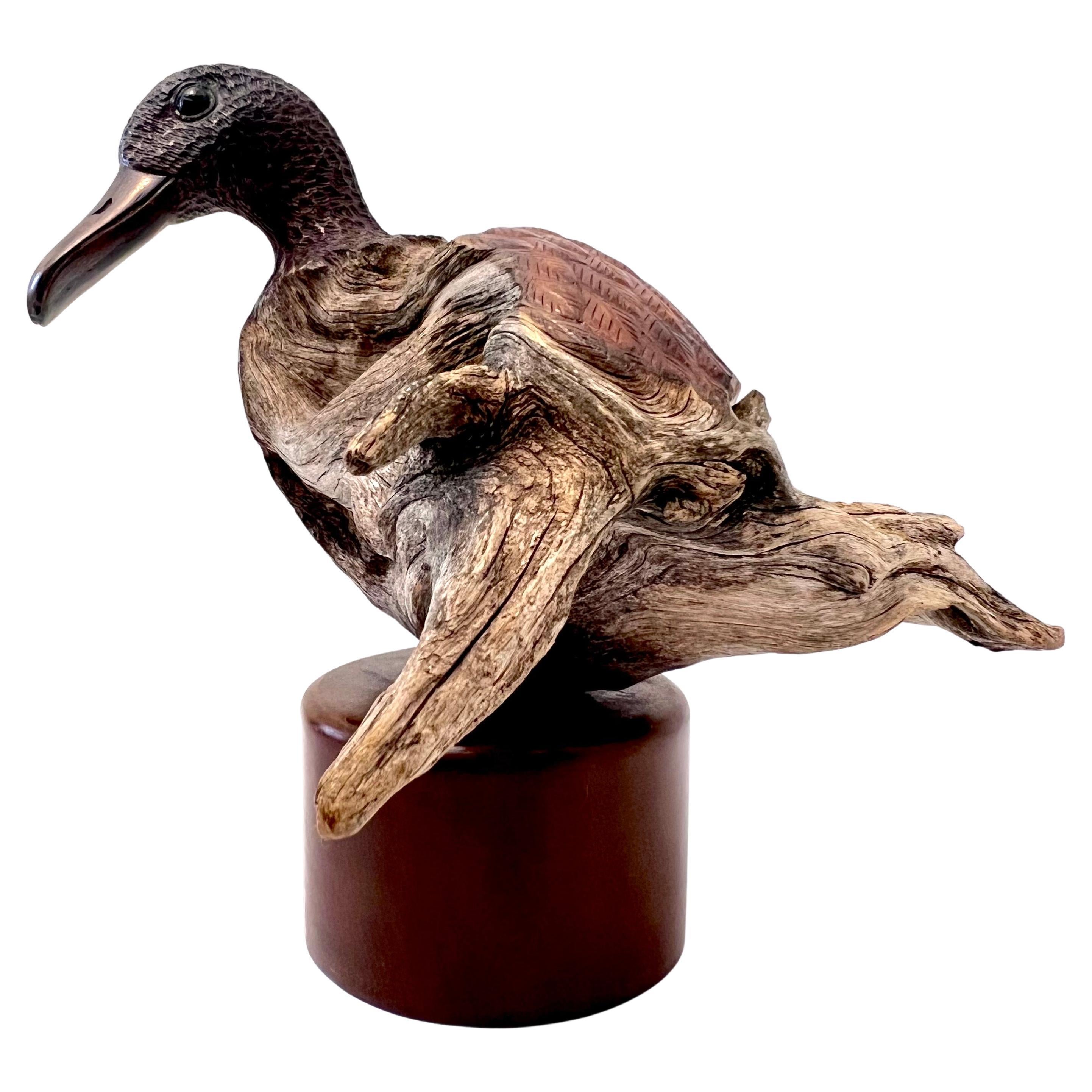 Hand Carved Duck Sculpture from DriftWood