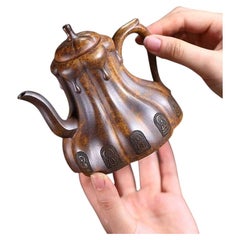Hand-Carved Dunhuang Mogao Grottoes Guanyin Yixing Zisha Teapot