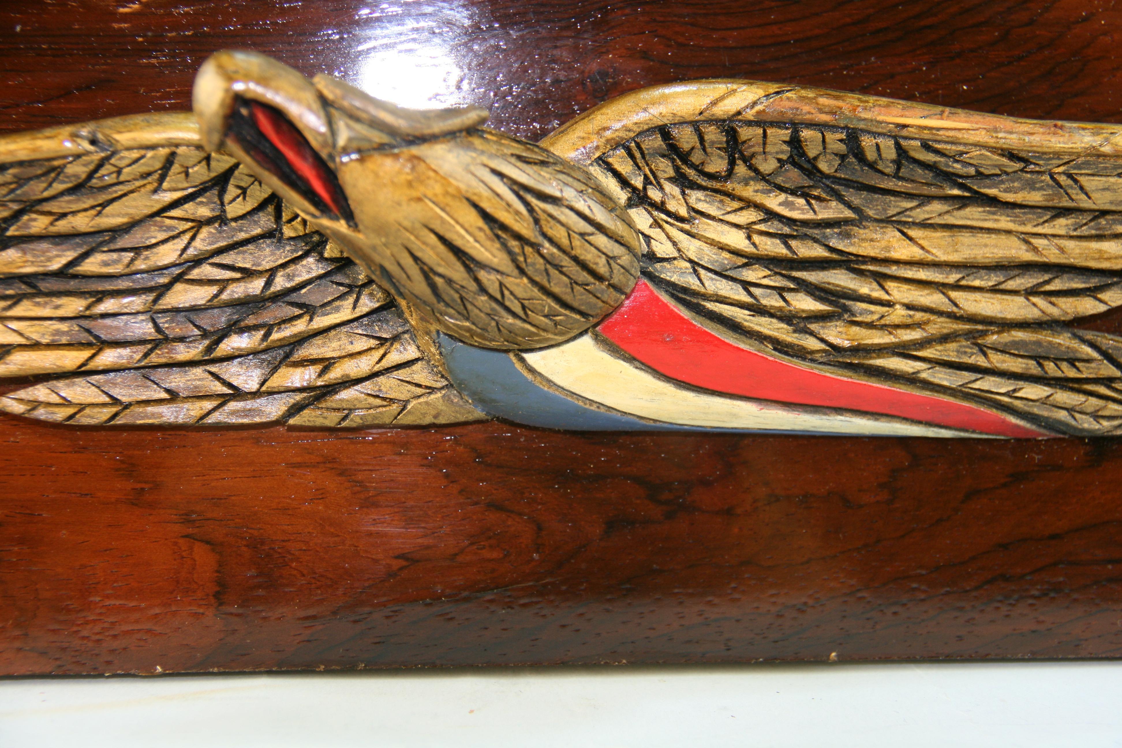 Hand Carved Eagle Wall Sculpture For Sale 4