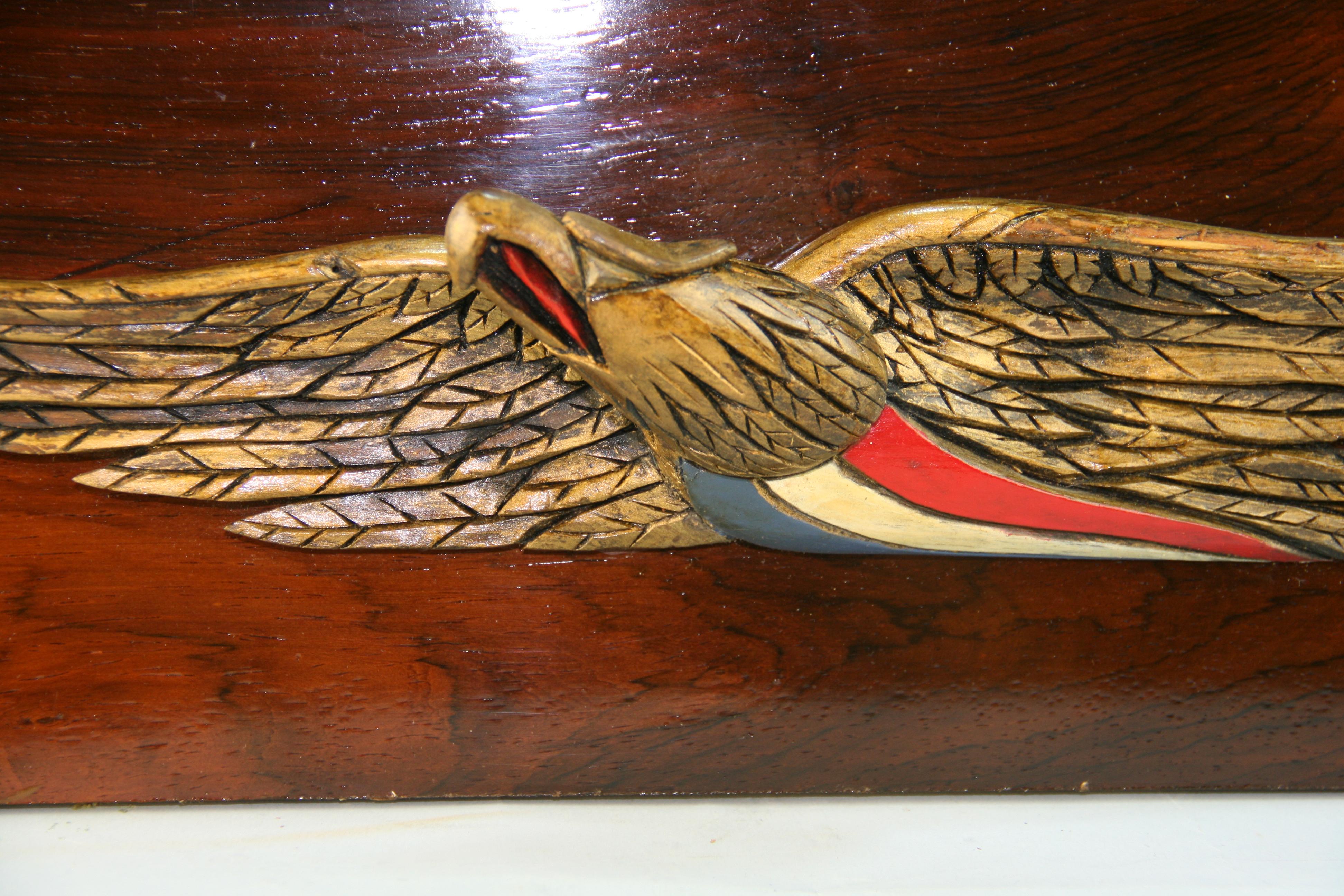 Hand Carved Eagle Wall Sculpture For Sale at 1stDibs