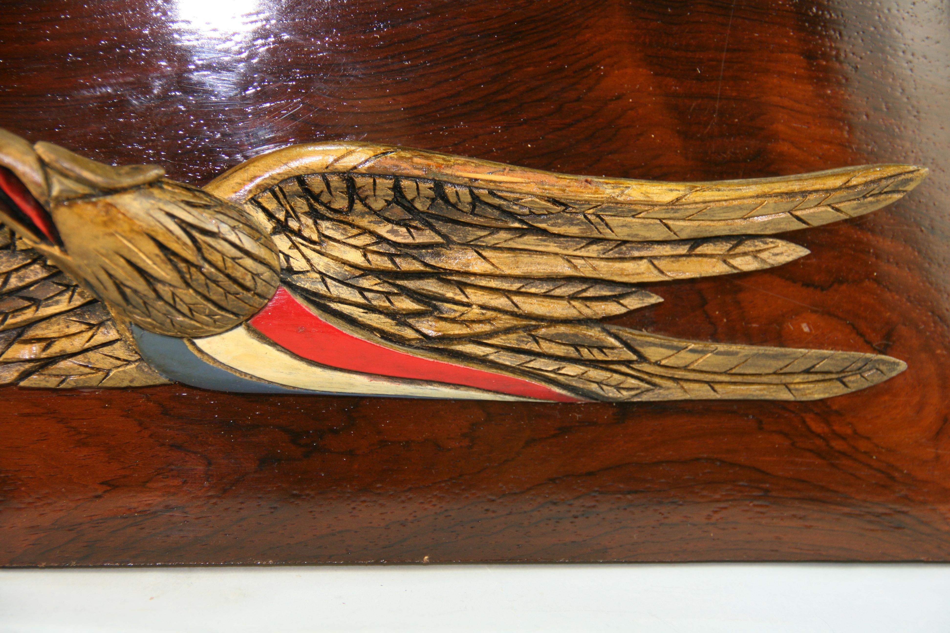 Hand Carved Eagle Wall Sculpture For Sale at 1stDibs