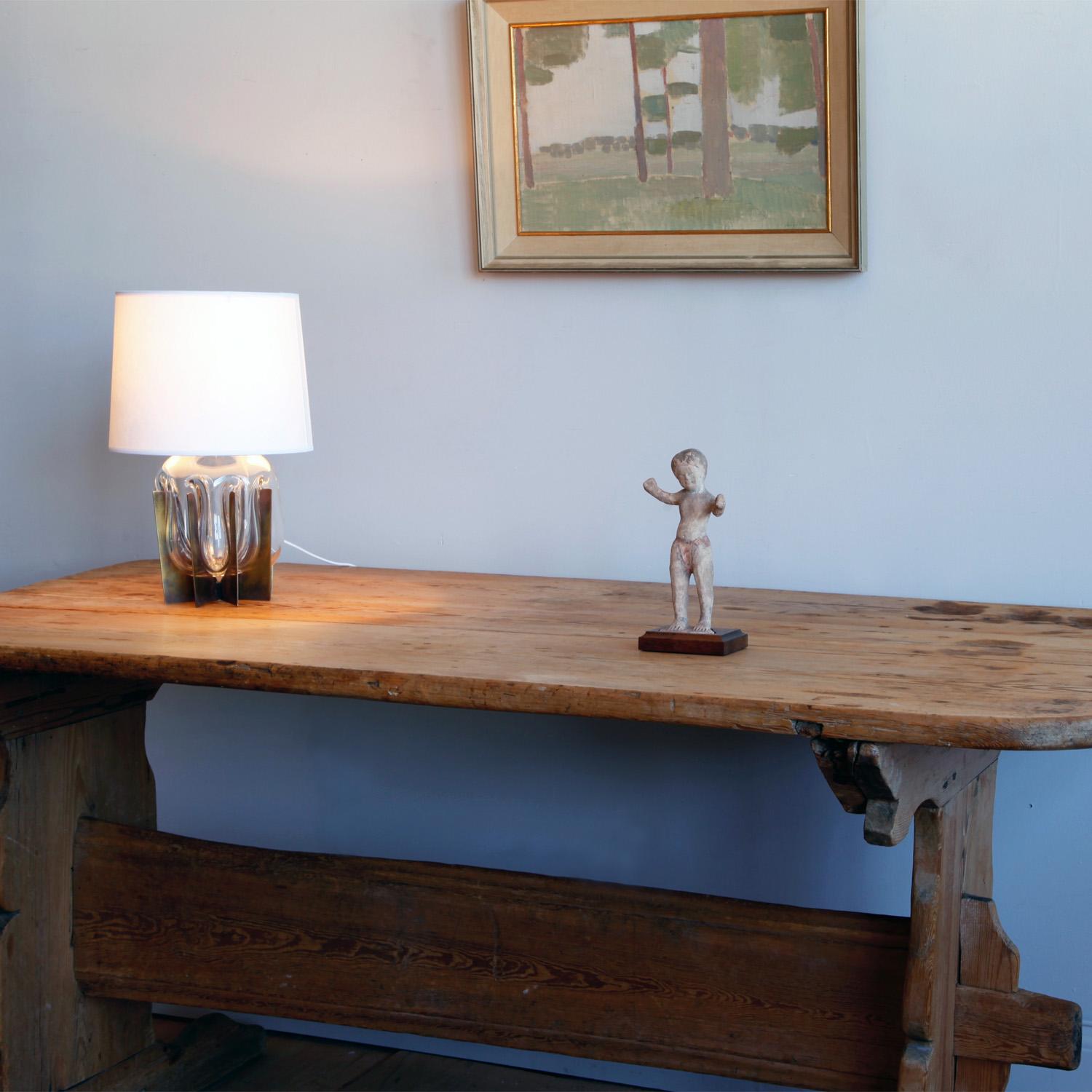 Hand Carved Early 19th Century Swedish Trestle Table For Sale 4