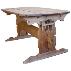 Hand Carved Early 19th Century Swedish Trestle Table