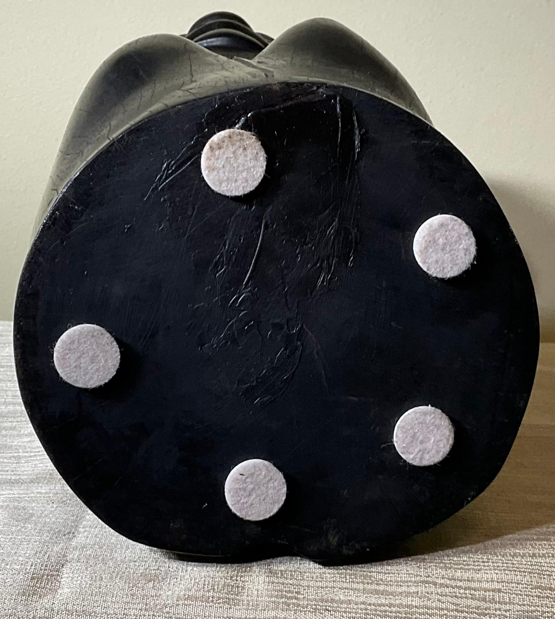 Hand-Carved Ebony Wood Sculpture with Inlaid Eyes For Sale 12