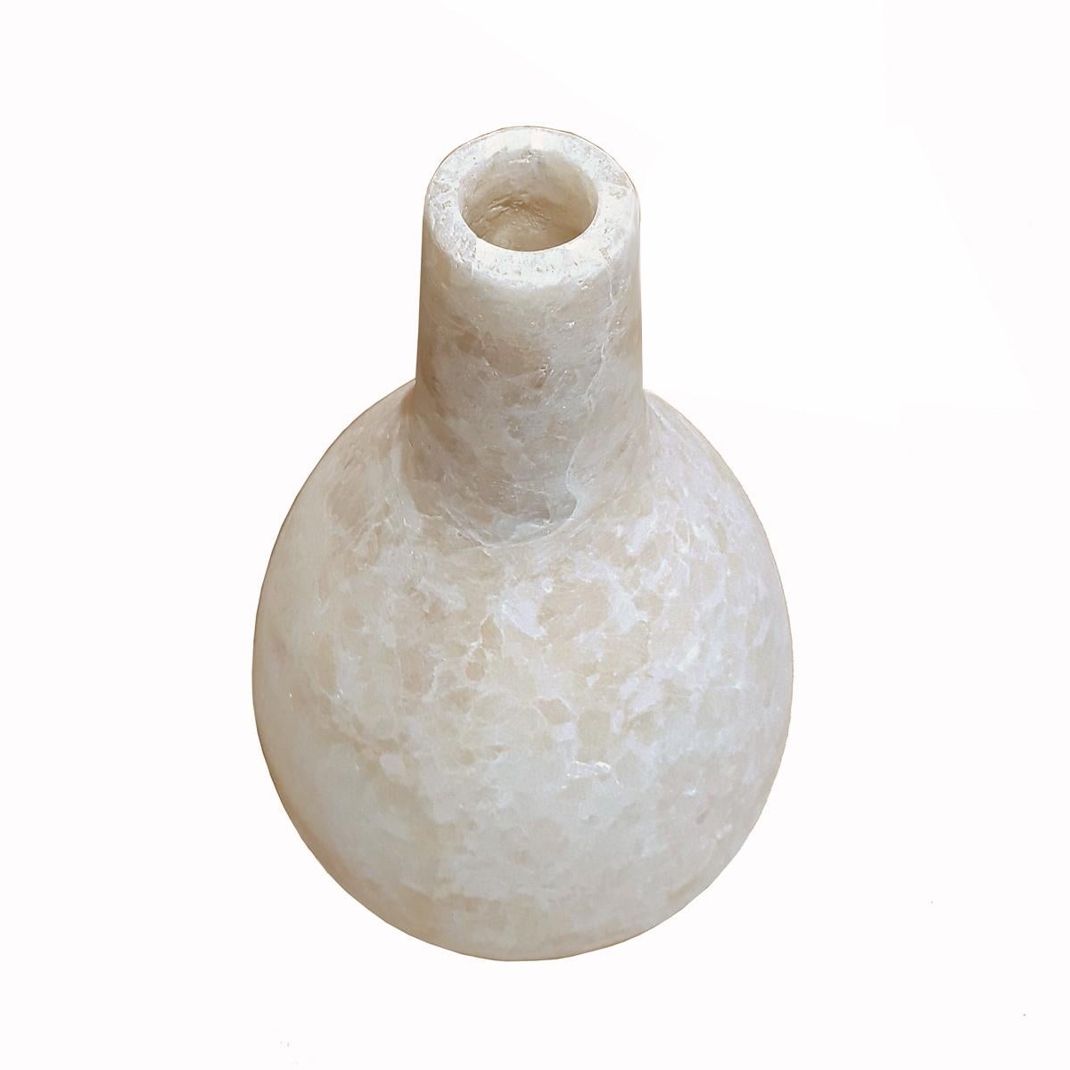 Egyptian Revival Hand-Carved Egyptian Alabaster Bottle For Sale