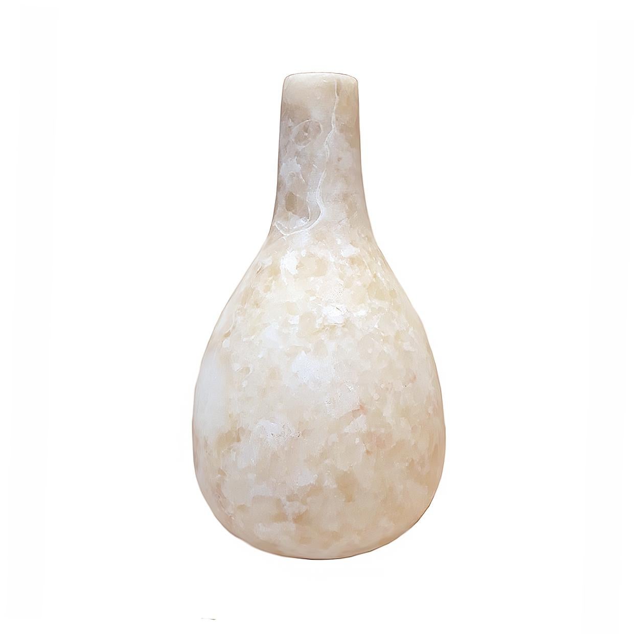 Hand-Carved Egyptian Alabaster Bottle In New Condition For Sale In New York, NY