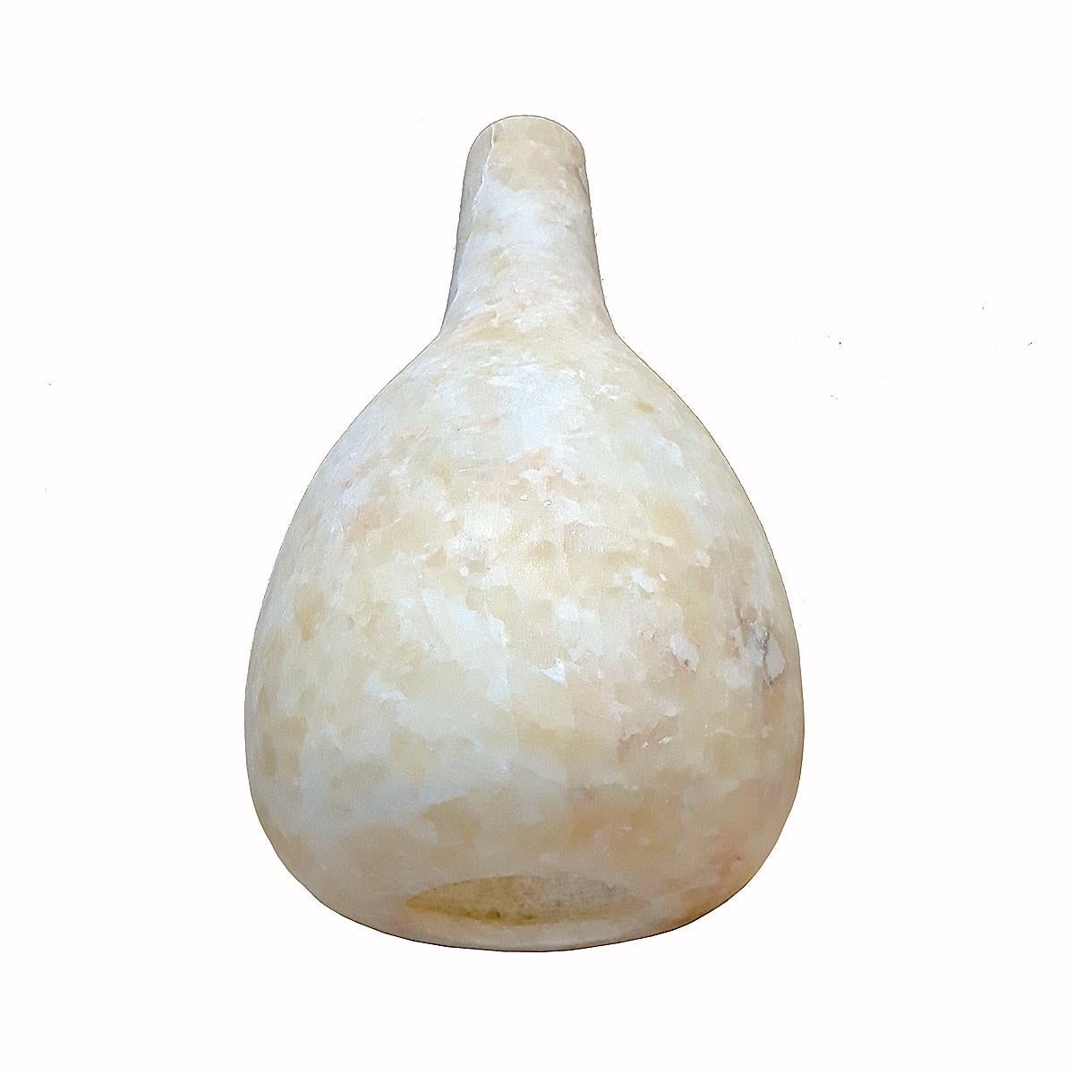 Contemporary Hand-Carved Egyptian Alabaster Bottle For Sale