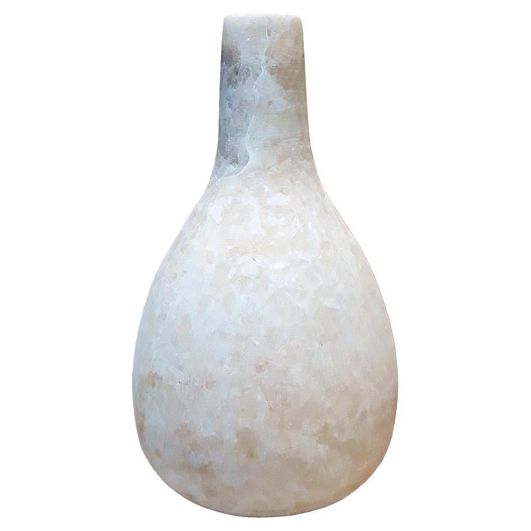 Hand-Carved Egyptian Alabaster Bottle For Sale