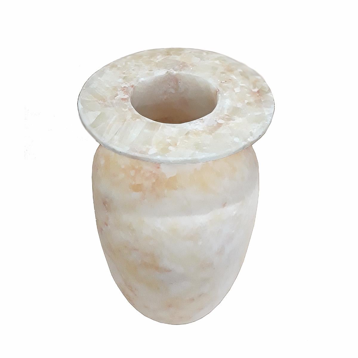 Egyptian Revival Hand-Carved Egyptian Alabaster Vase