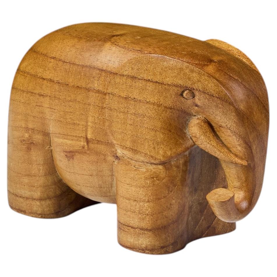 Hand Carved Elephant Figurine For Sale