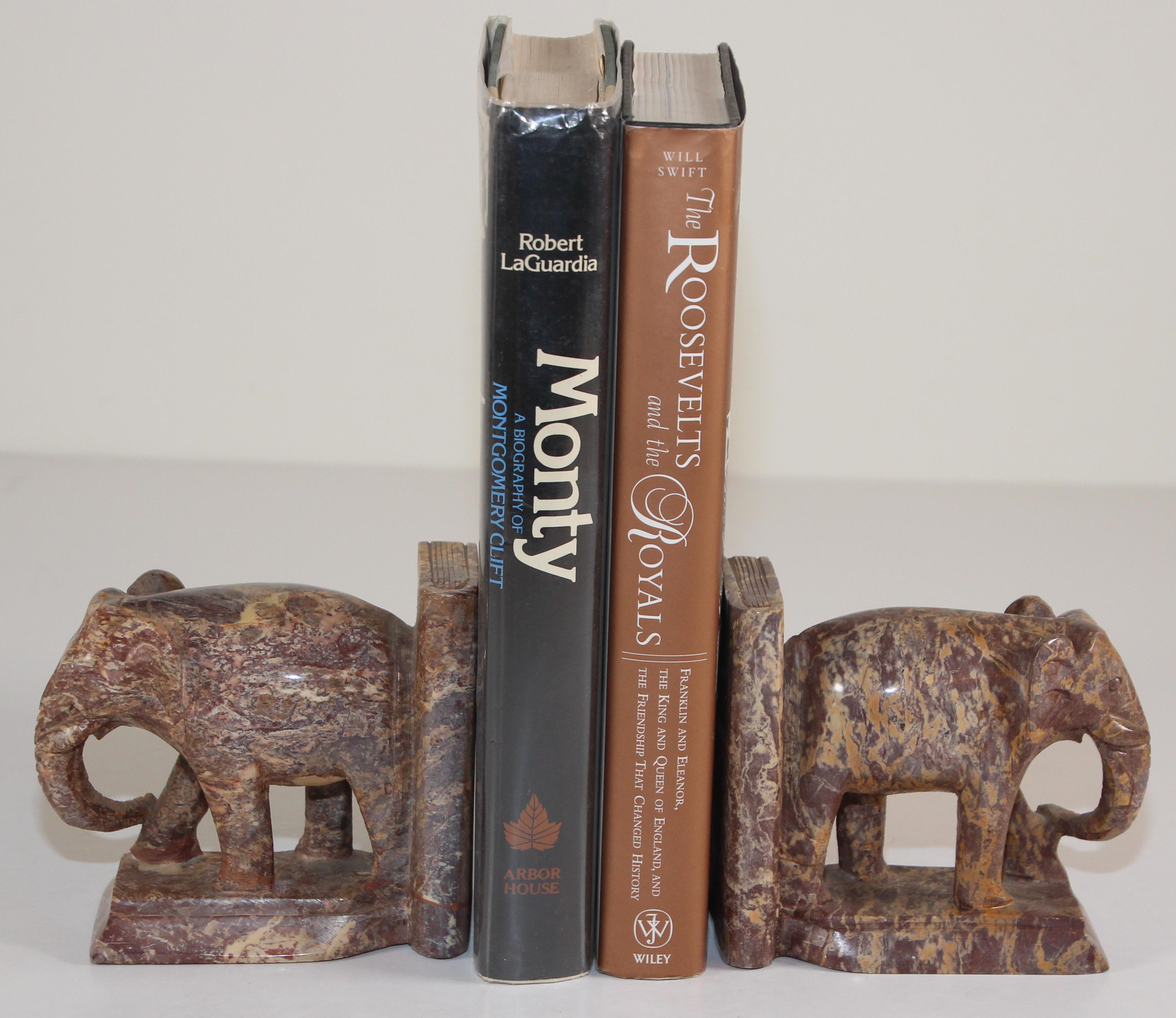 marble elephant bookends