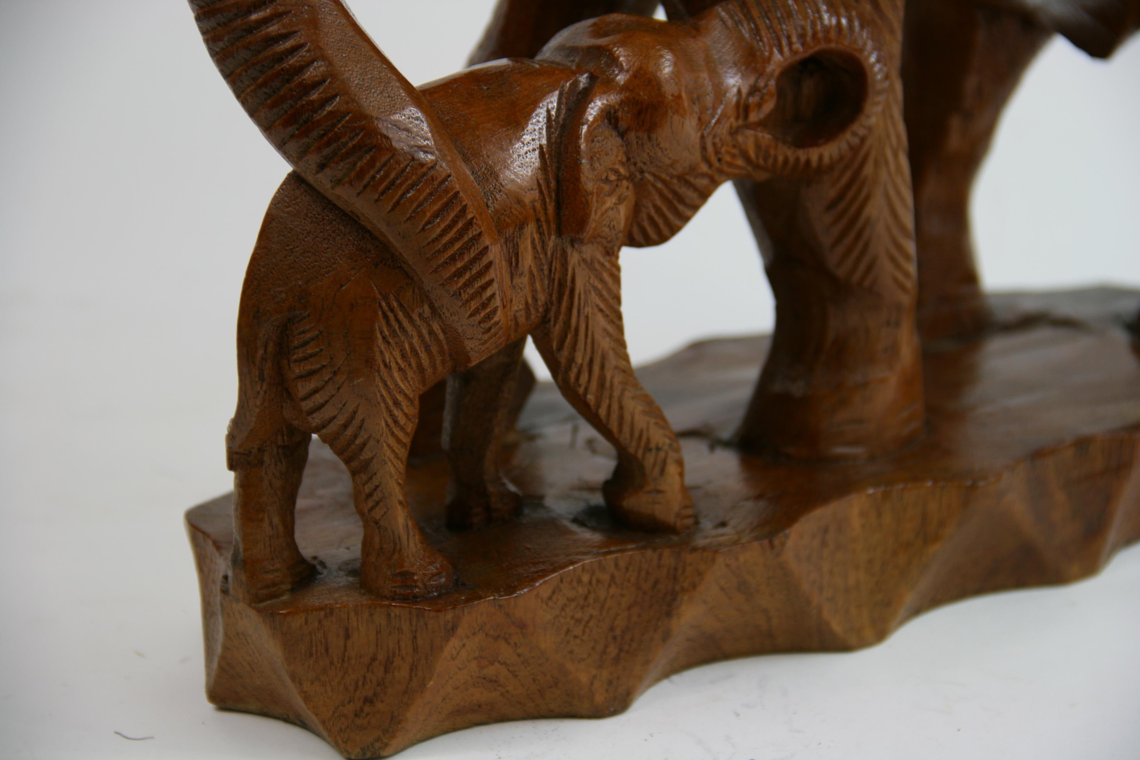 Hand Carved Elephant Sculpture In Good Condition In Douglas Manor, NY