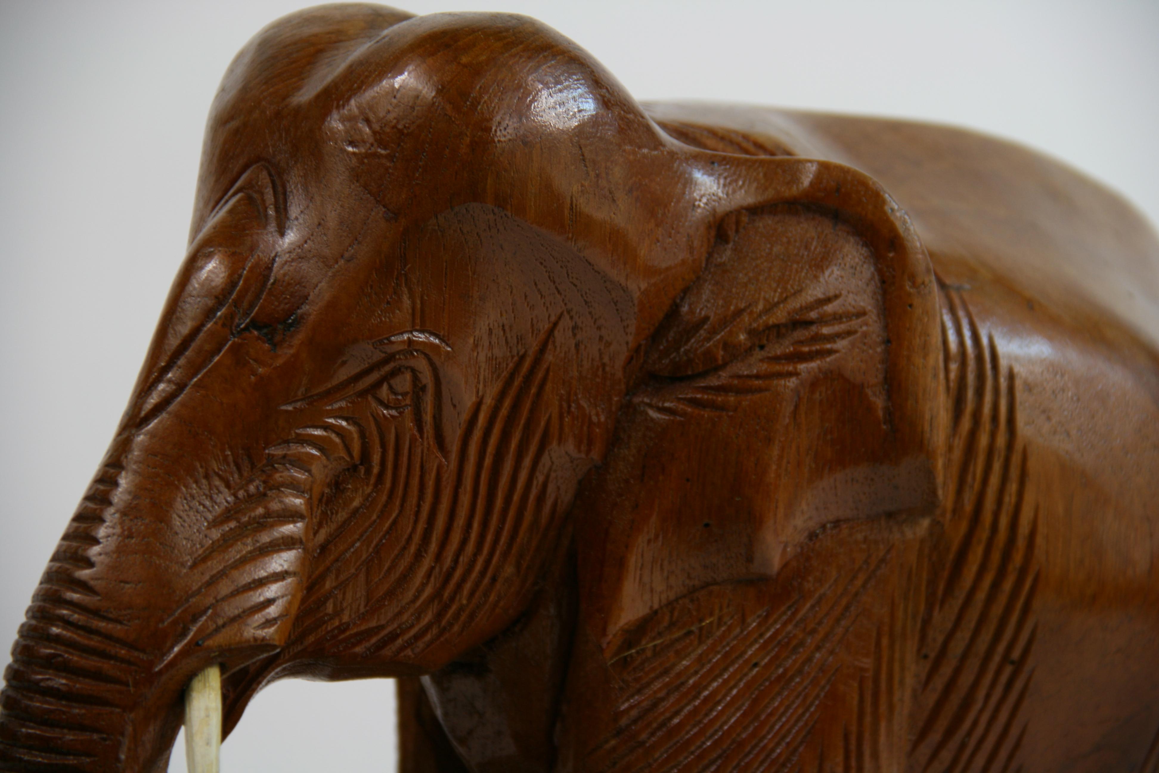 Hardwood Hand Carved Elephant Sculpture