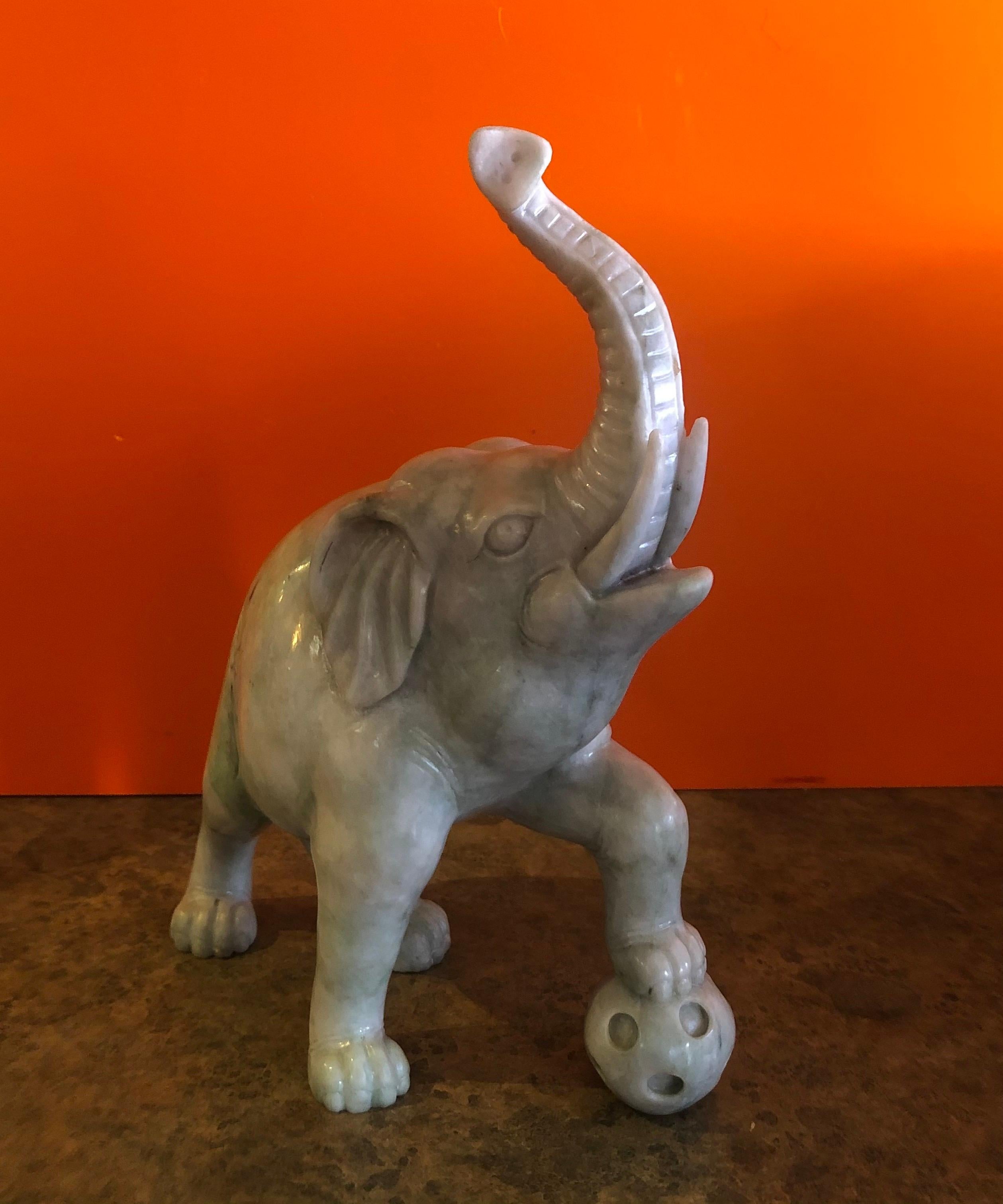Hand Carved Elephant Sculpture in White Jade 4