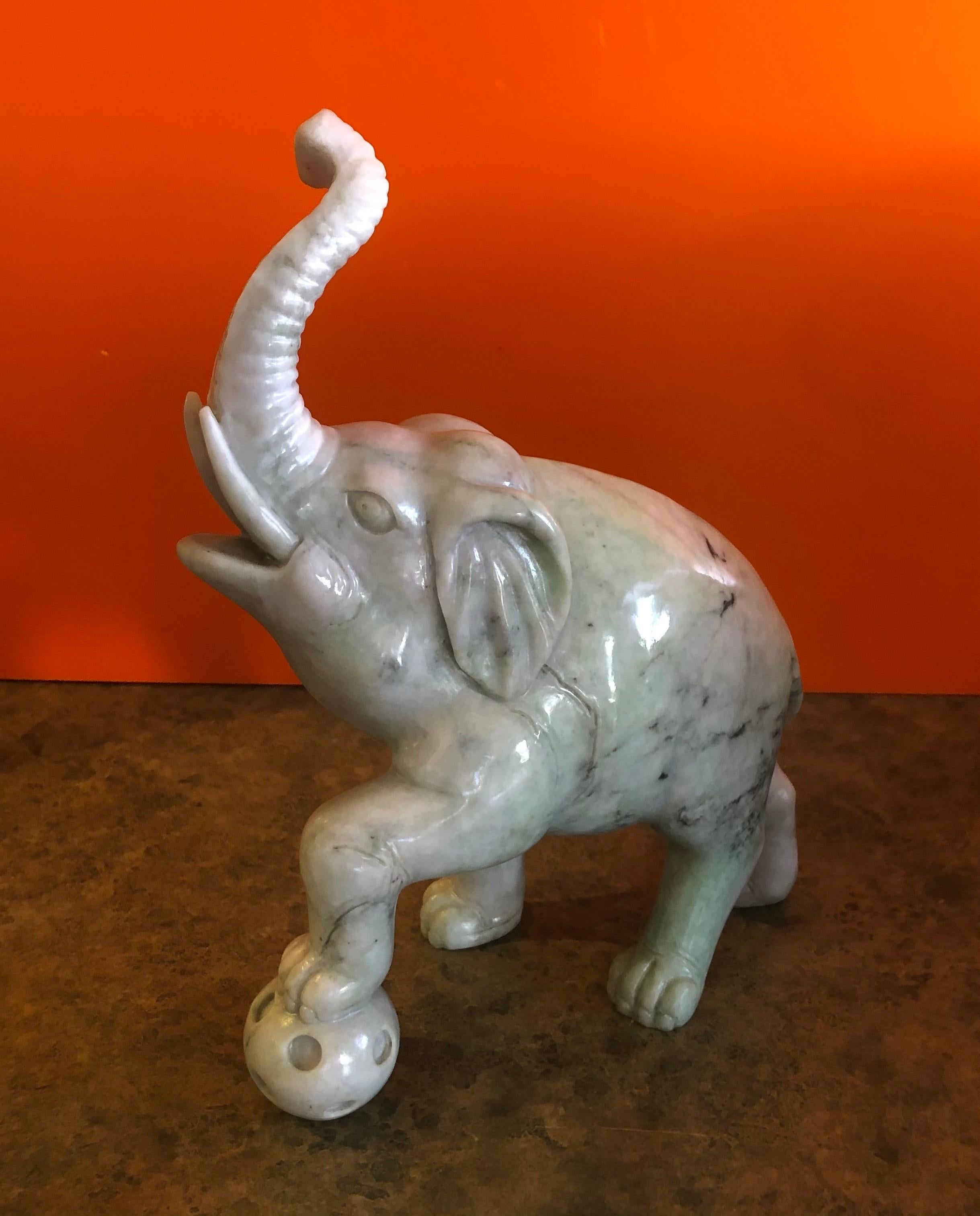 Hand Carved Elephant Sculpture in White Jade 1
