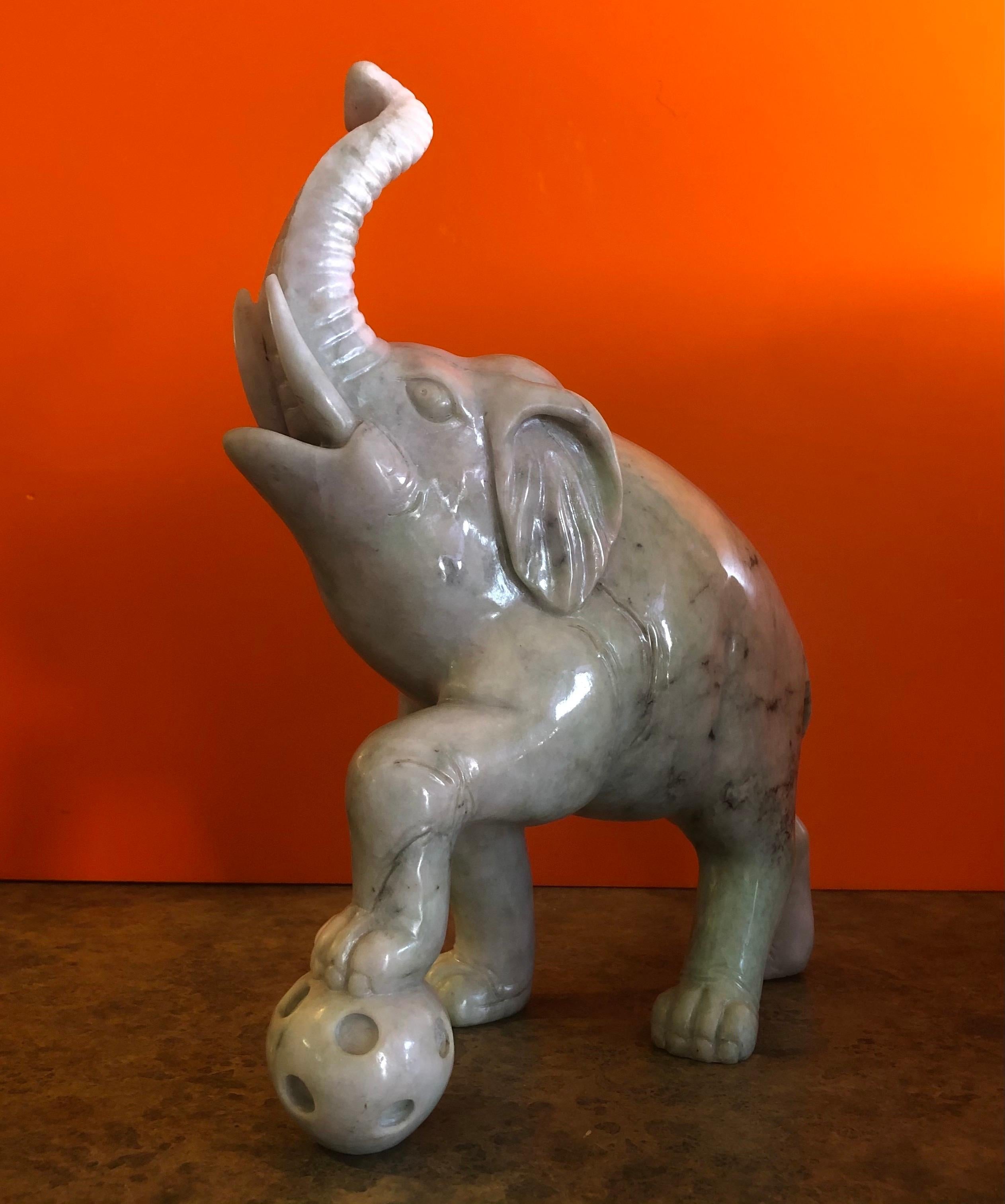 Hand Carved Elephant Sculpture in White Jade 2