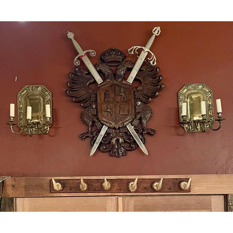 Metal Hand-Carved English Coat of Arms. For Sale