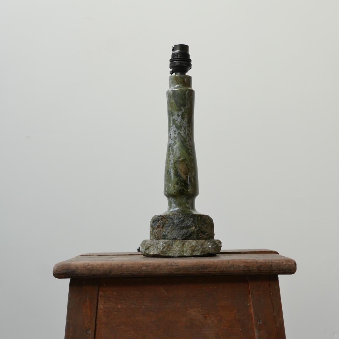 Mid-Century Modern Hand Carved English Cornish Stone Table Lamp