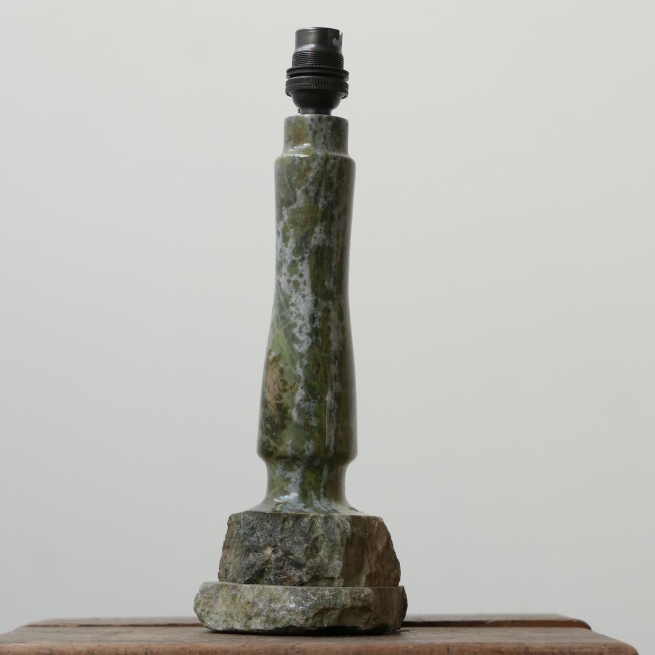 British Hand Carved English Cornish Stone Table Lamp