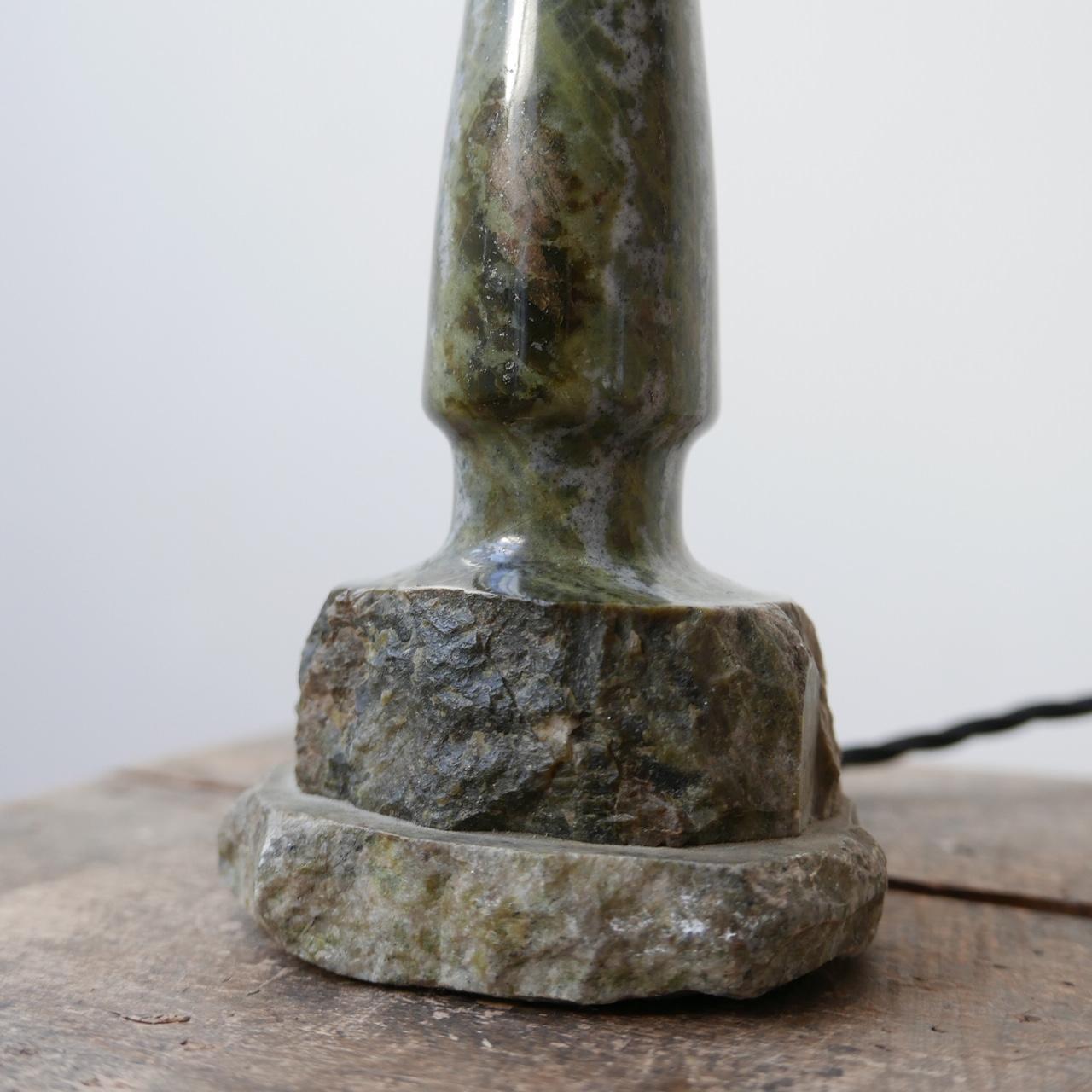20th Century Hand Carved English Cornish Stone Table Lamp