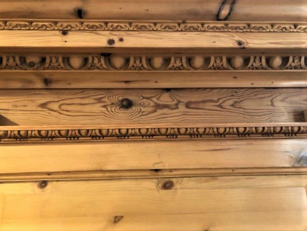 Impressive Hand Carved English Pine Fire Surround & Mantle For Sale 2