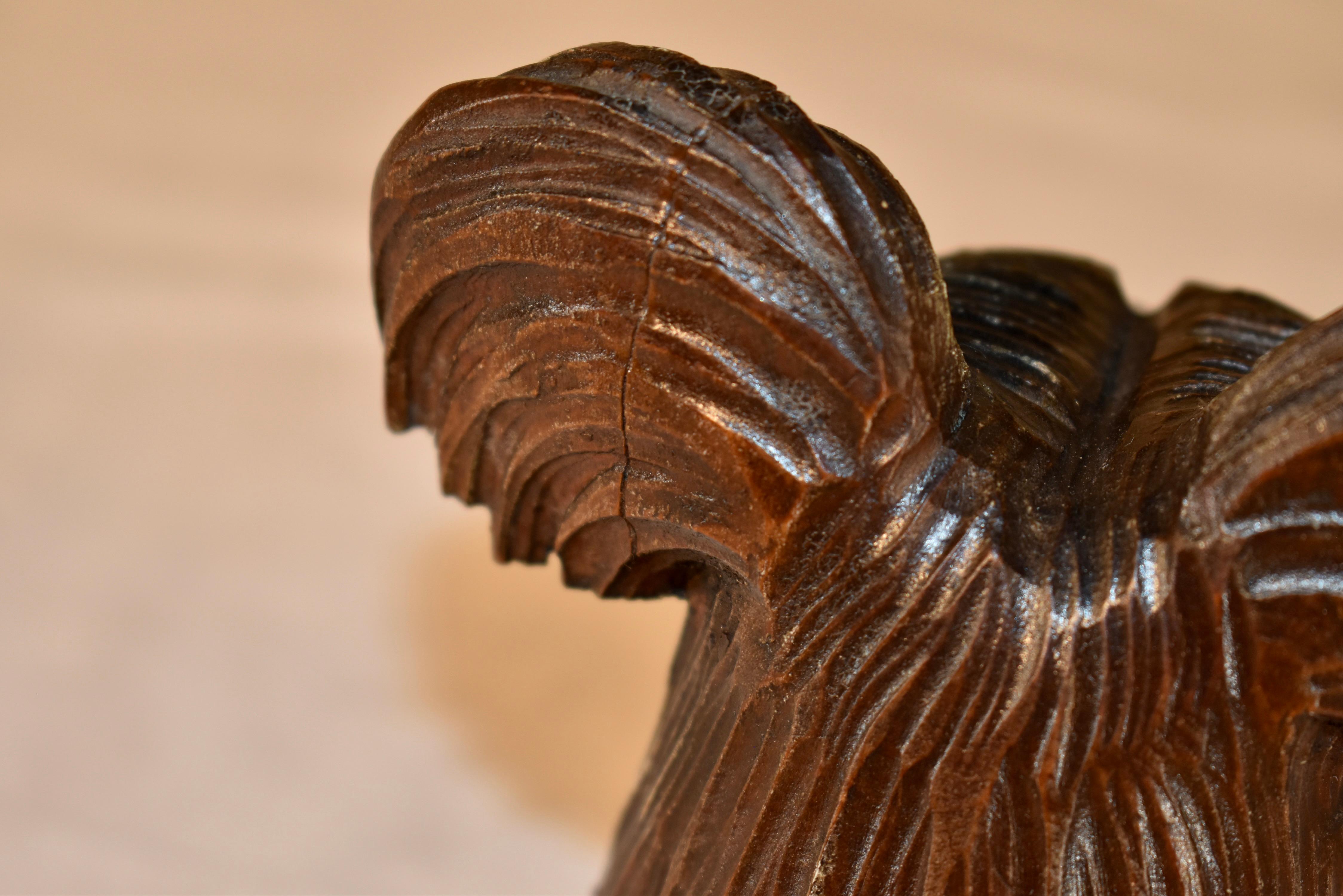Fruitwood Hand-Carved English Yorkshire Terrier Box, Circa 1930's For Sale