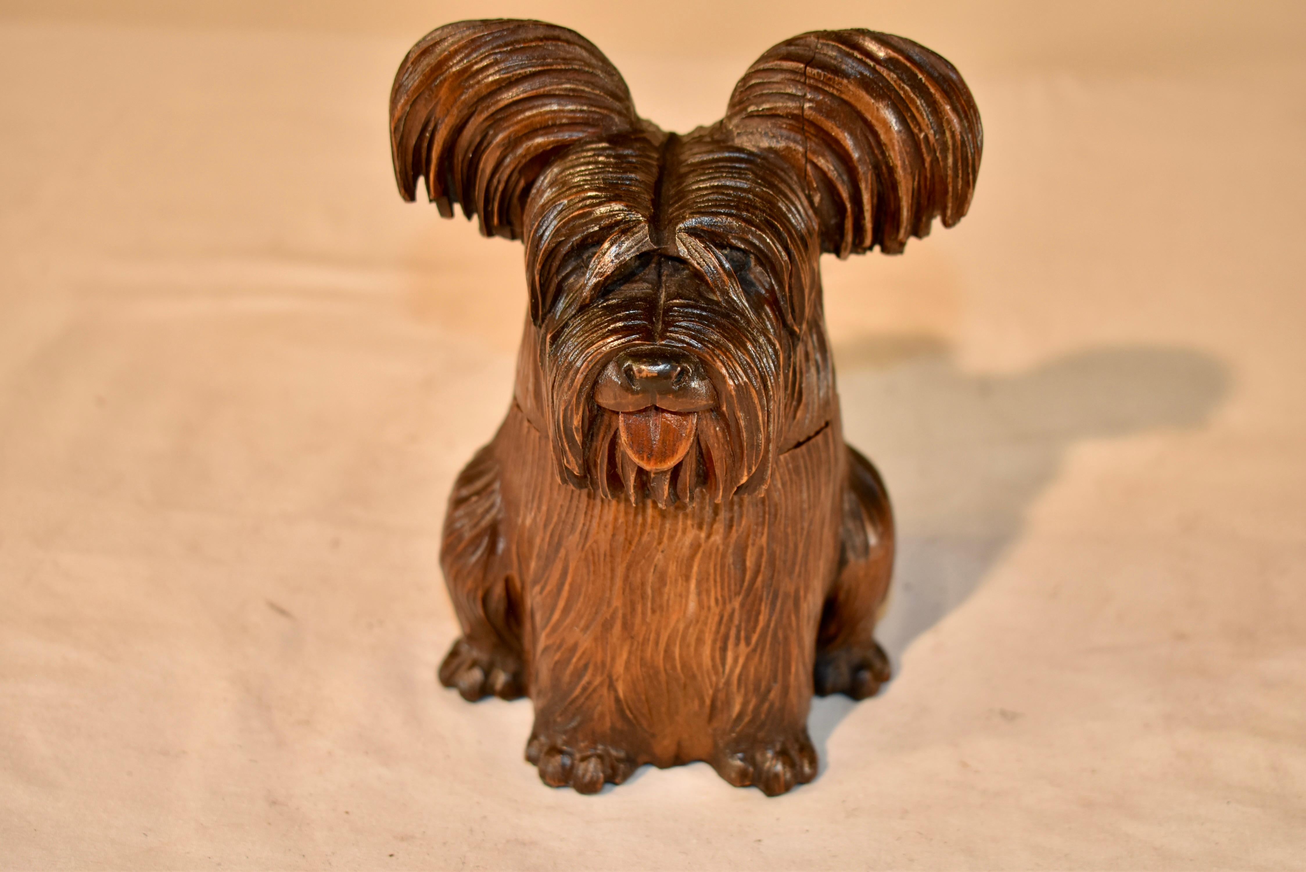 Hand-Carved English Yorkshire Terrier Box, Circa 1930's For Sale 1