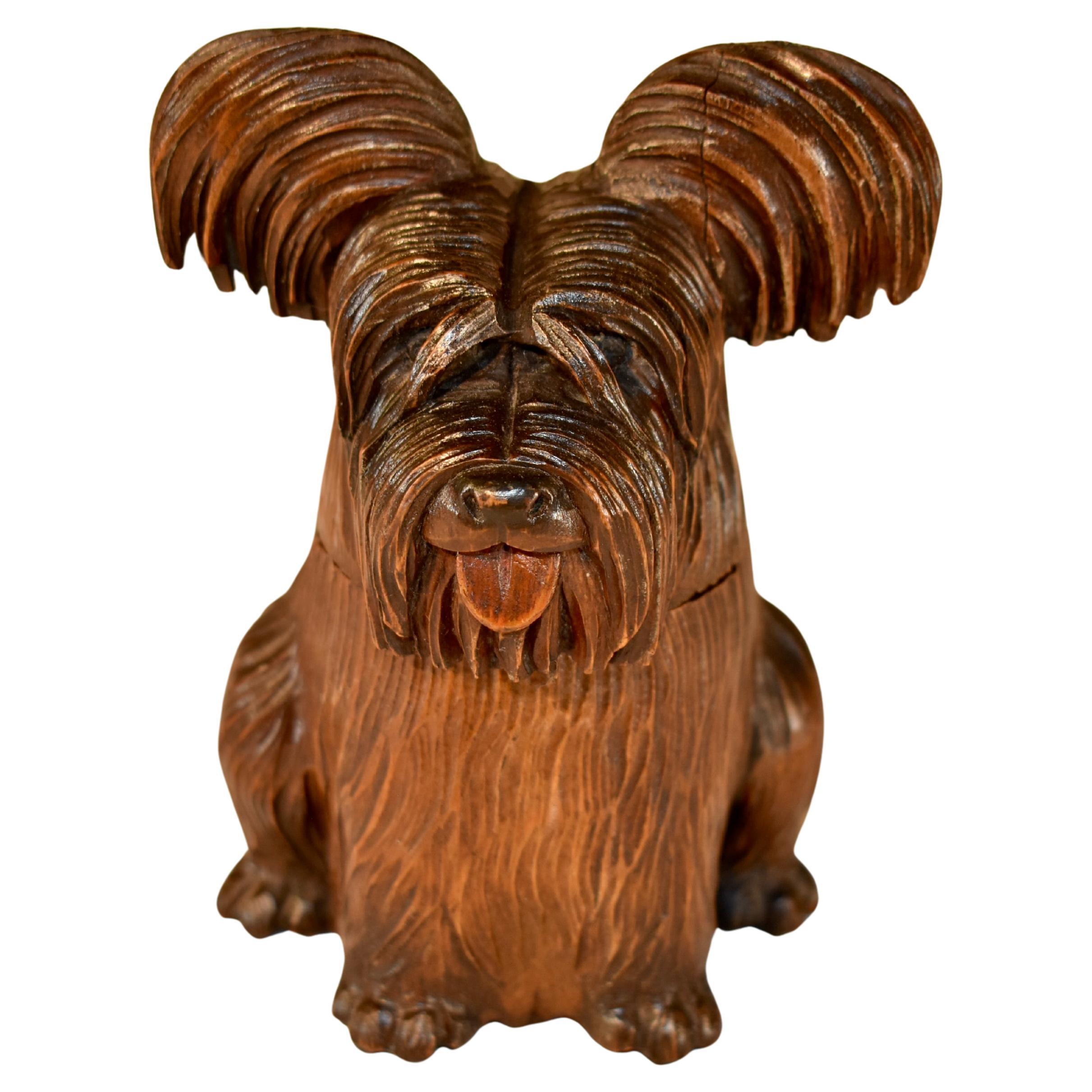 Hand-Carved English Yorkshire Terrier Box, Circa 1930's