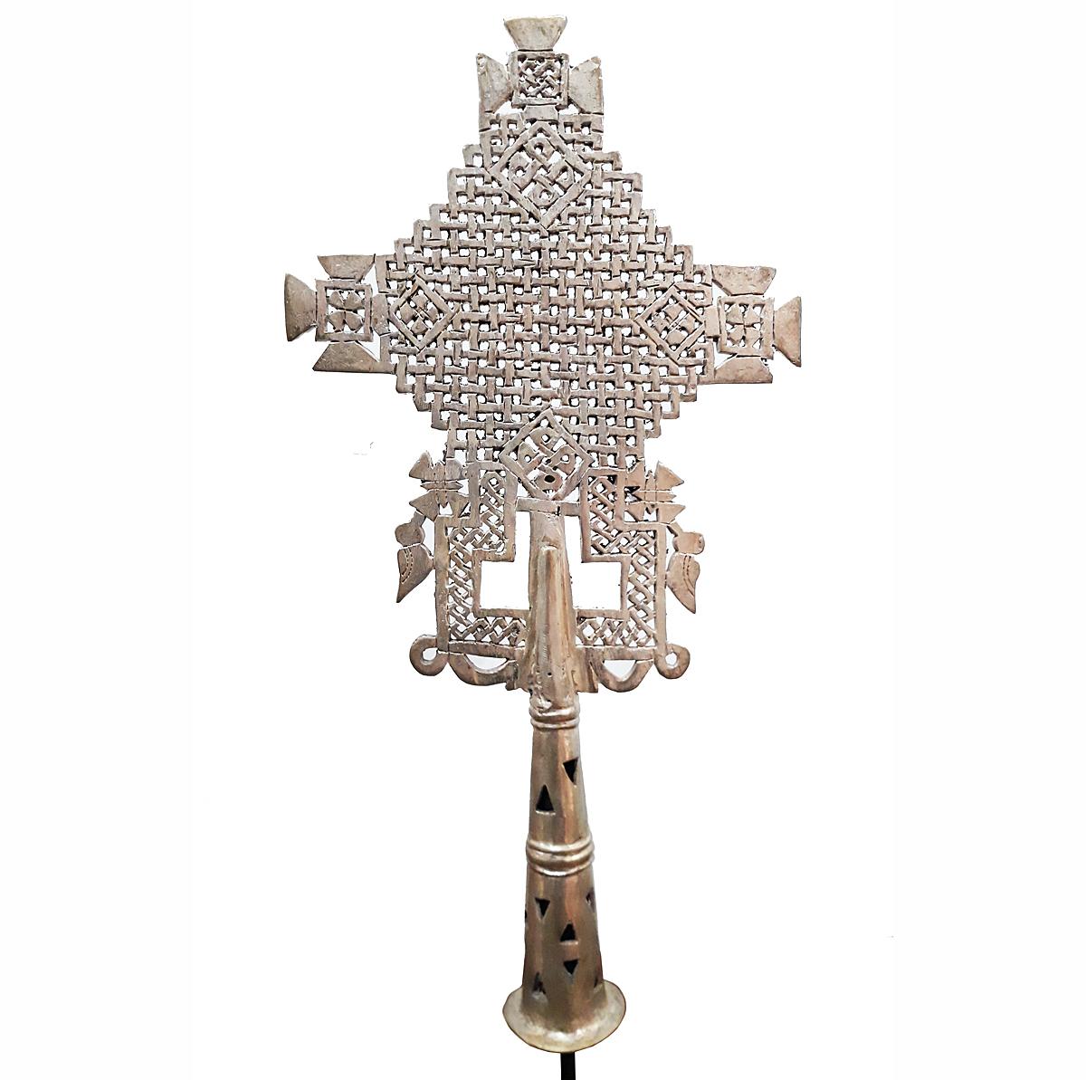 Éthiopien Croix copte éthiopienne sculptée à la main:: milieu du 20e siècle