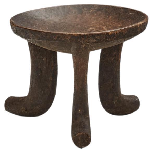 Hand-Carved Ethiopian Tripod Stool, Africa Early 20th Century