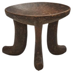 Antique Hand-Carved Ethiopian Tripod Stool, Africa Early 20th Century