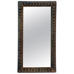 Hand Carved European Tramp Art Framed Mirror