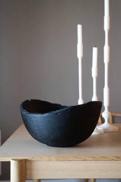 Hand Carved Extra Large Charred Wooden Bowl