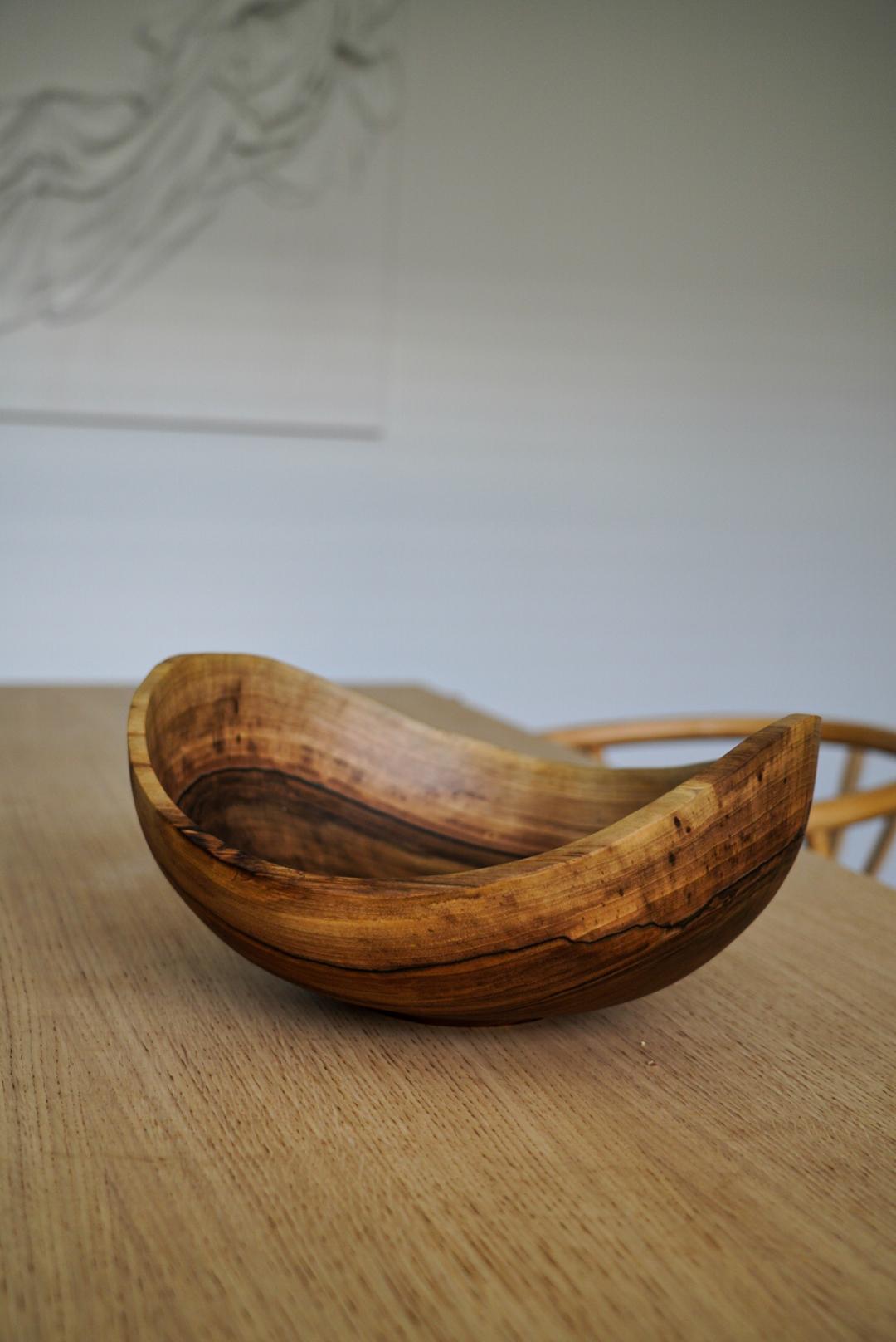 Contemporary Hand-Carved Extra Large Wooden Bowl For Sale