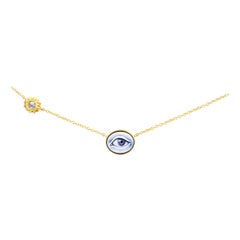 AnaKatarina Hand Carved Eye Cameo Yellow Gold and Diamond "Lover's Eye" Necklace