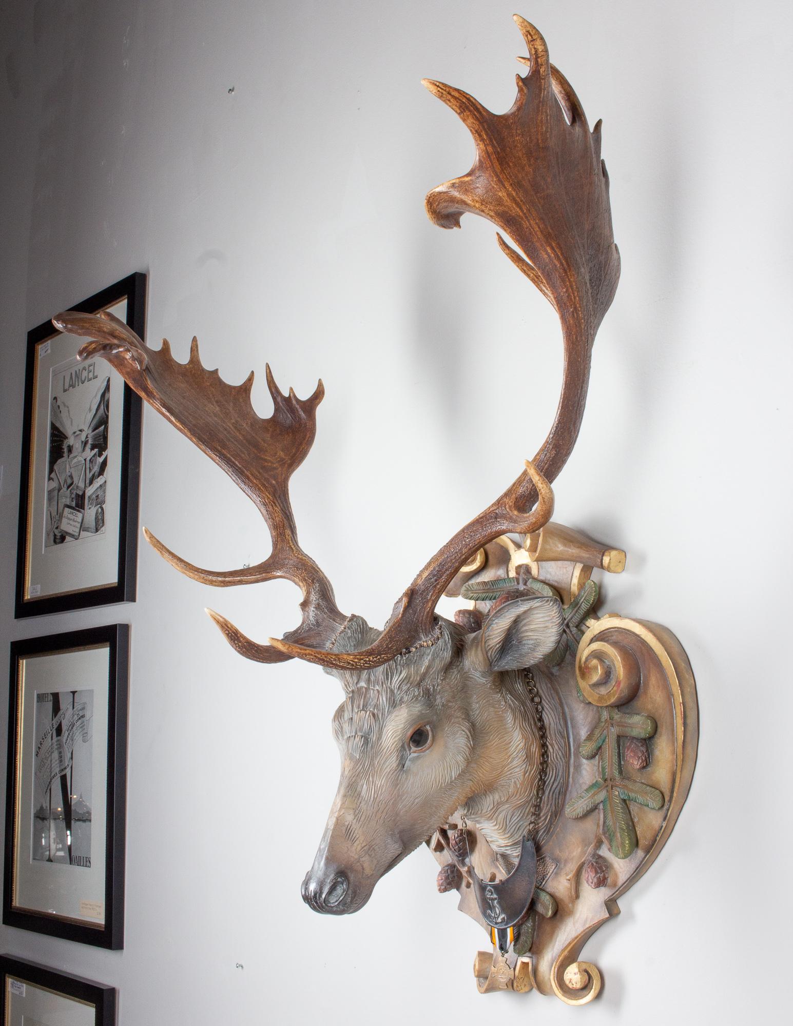 Hand-Carved Fallow Deer with Antique Habsburg Antlers from Eckartsau Castle 9