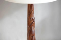 Hand-Carved Female Nude Wood Sculpture Table Lamp by Nicholas Mocharniuk