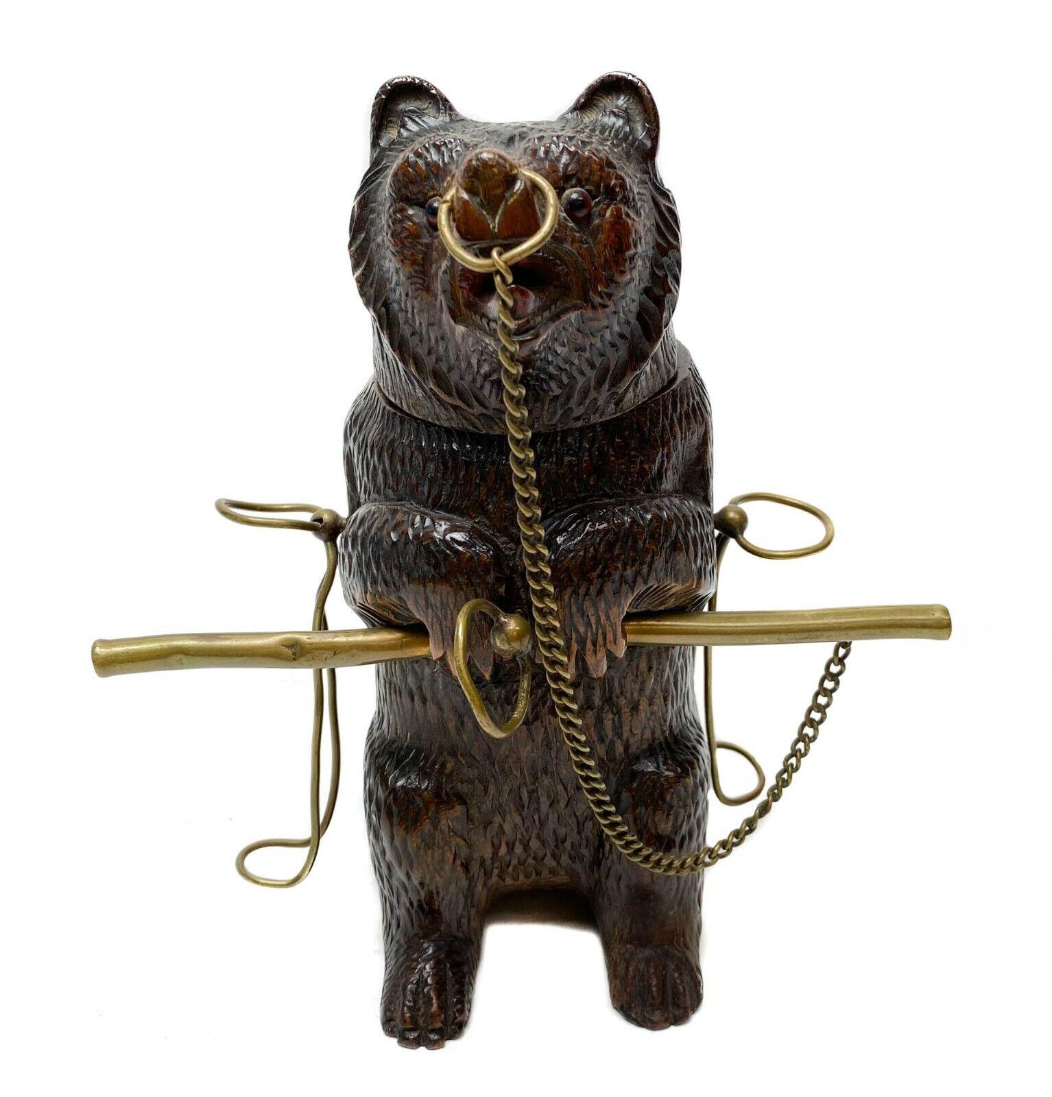 19th Century Hand Carved Figural Bear Tobacco and Pipe Stand, c1900 For Sale
