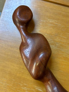 Hand Carved Teak Sculpture of Woman, Mid-Century Modern, USA, 1968