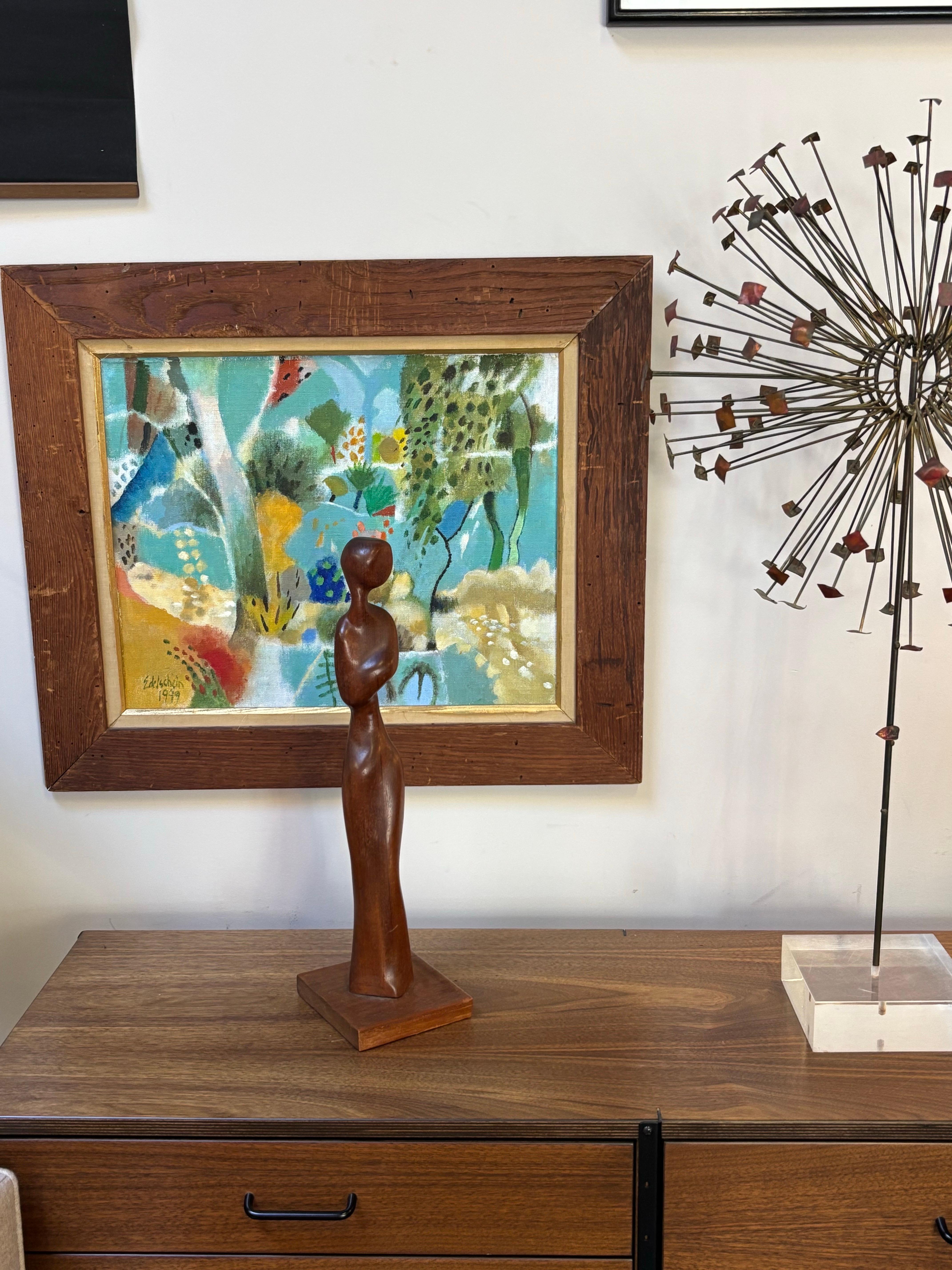 Figura di donna scolpita a mano Scultura in teak In condizioni buone in vendita a Philadelphia, PA