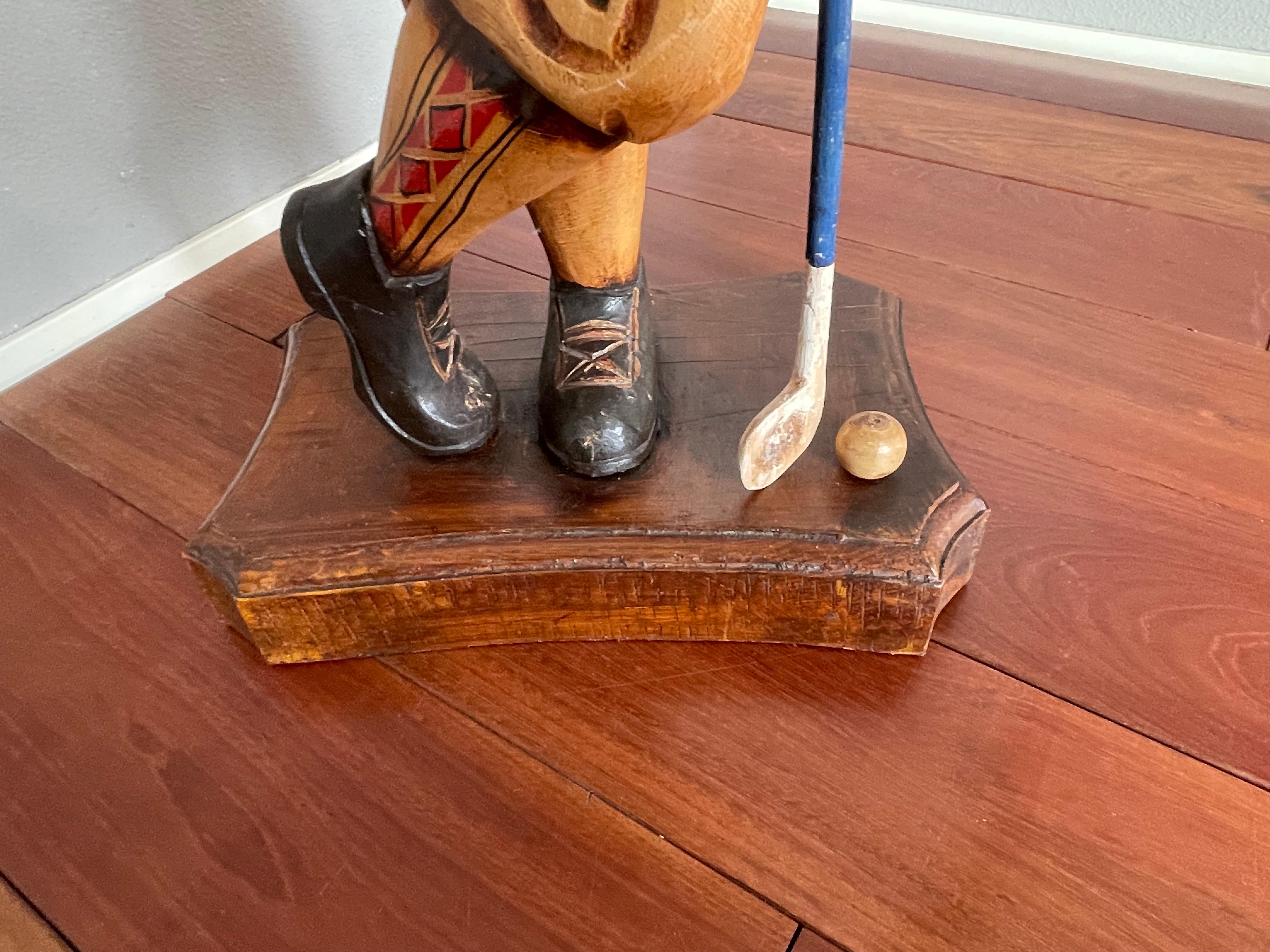 Sculpture de sol sculptée à la main d'un golfeur dans des chaussettes écossaises Tartan de Knickerbocker et écossaises en vente 7