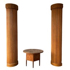 Hand Carved Fluted Wood ½ Columns Pair, Austria, 1900s