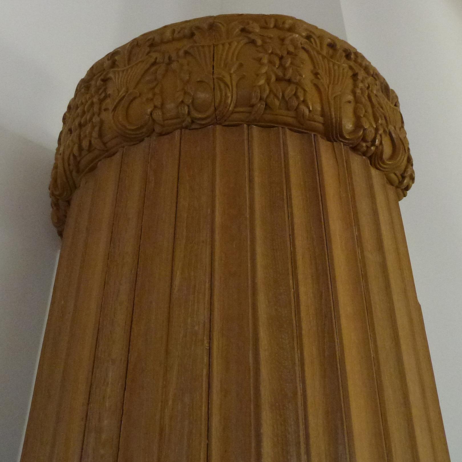Other Hand Carved Fluted Wood ½ Columns Pair, Austria, 1900s For Sale