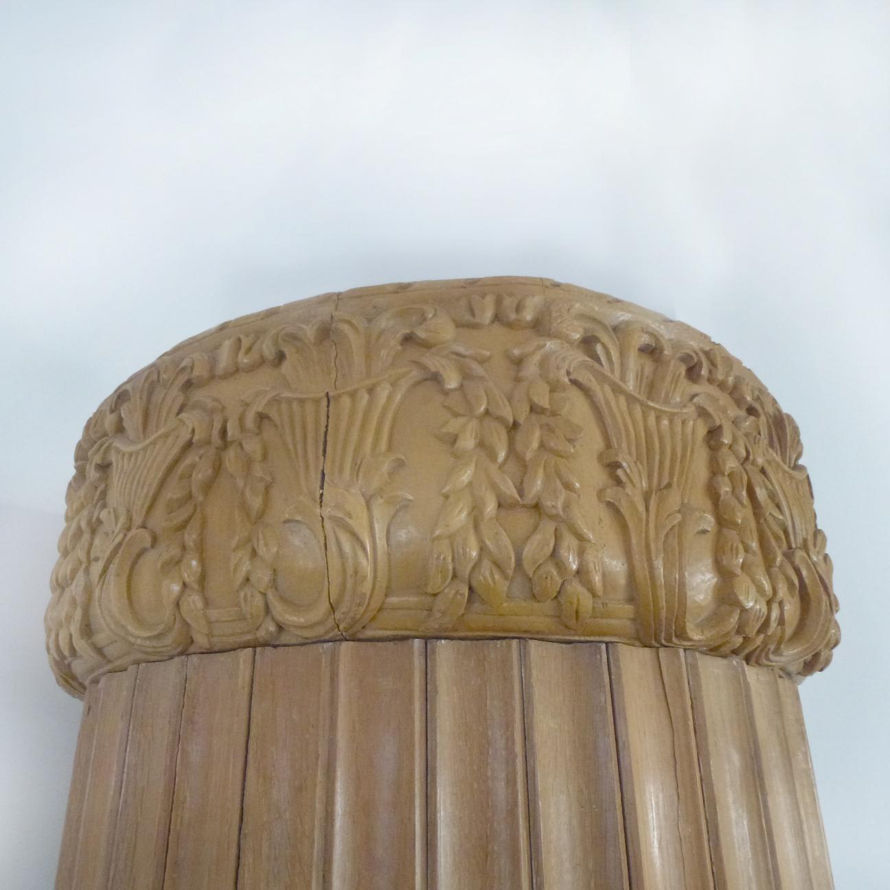Hand Carved Fluted Wood ½ Columns Pair, Austria, 1900s In Good Condition For Sale In BUDAPEST, HU