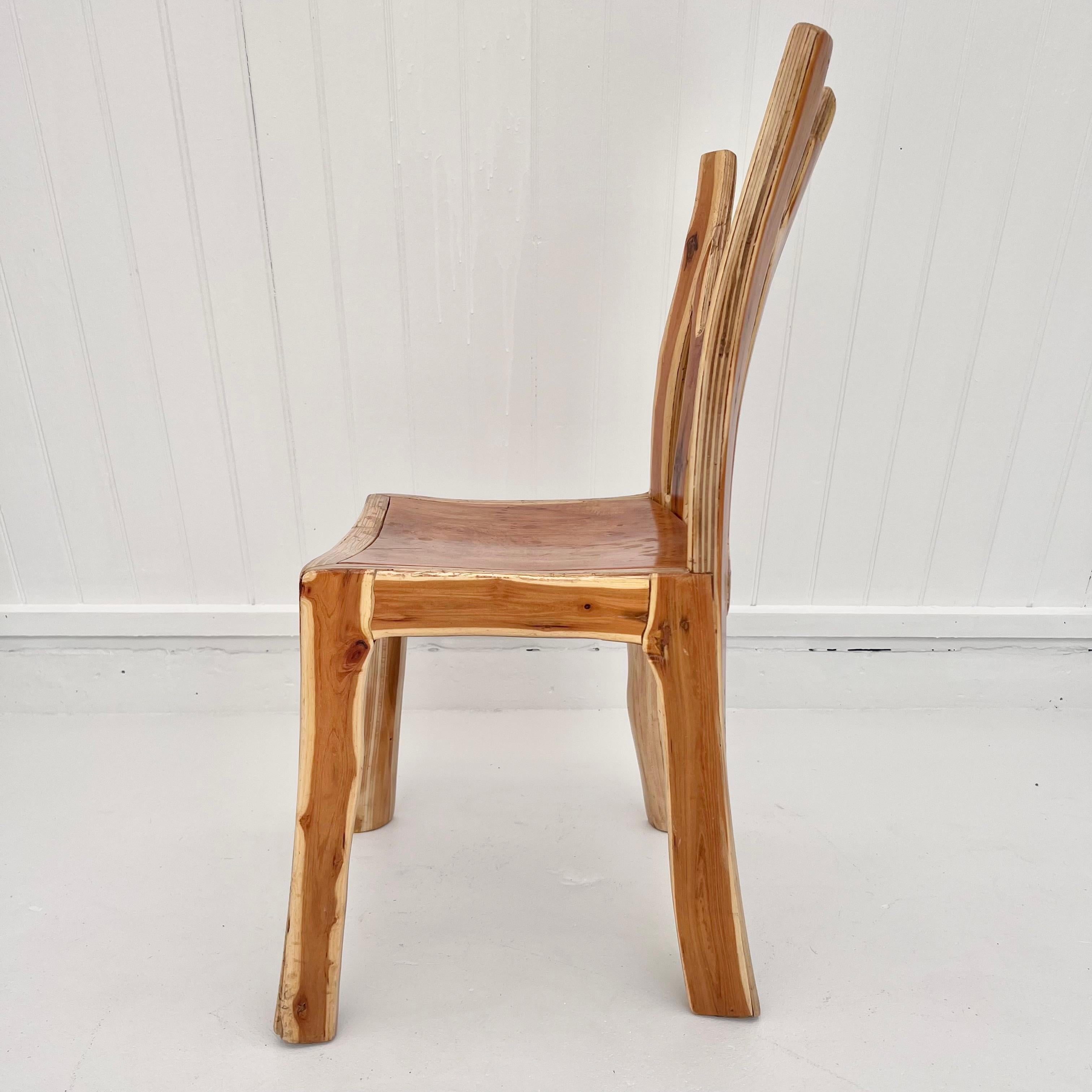 Wood Hand Carved Folk Art Chair, 1980s USA