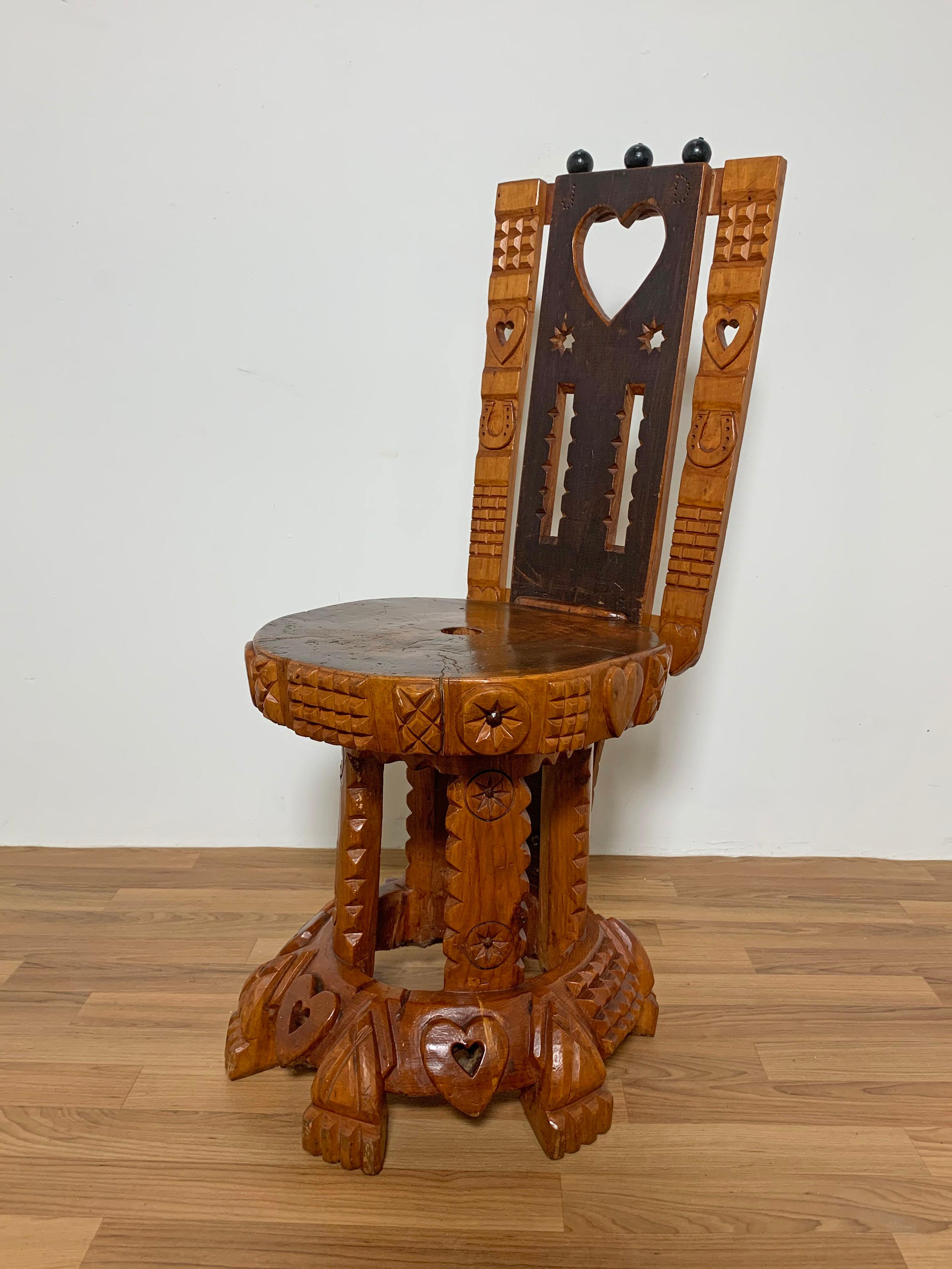 Hand Carved Folk Art Chairs by Joseph Deveau, Circa 1950s For Sale 6