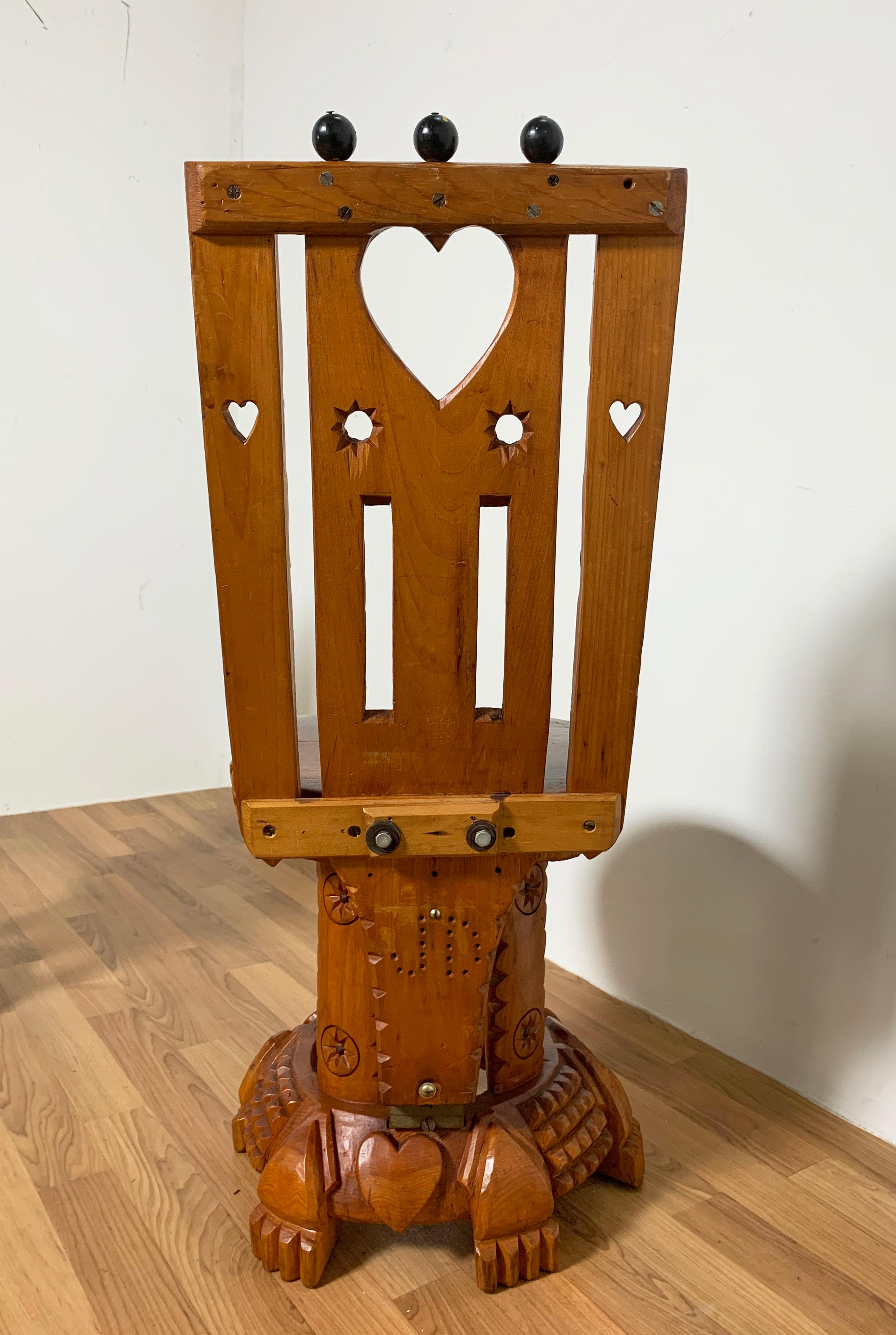 Hand Carved Folk Art Chairs by Joseph Deveau, Circa 1950s For Sale 11