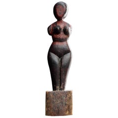 Hand Carved Folk Art Figure of a Naked Lady