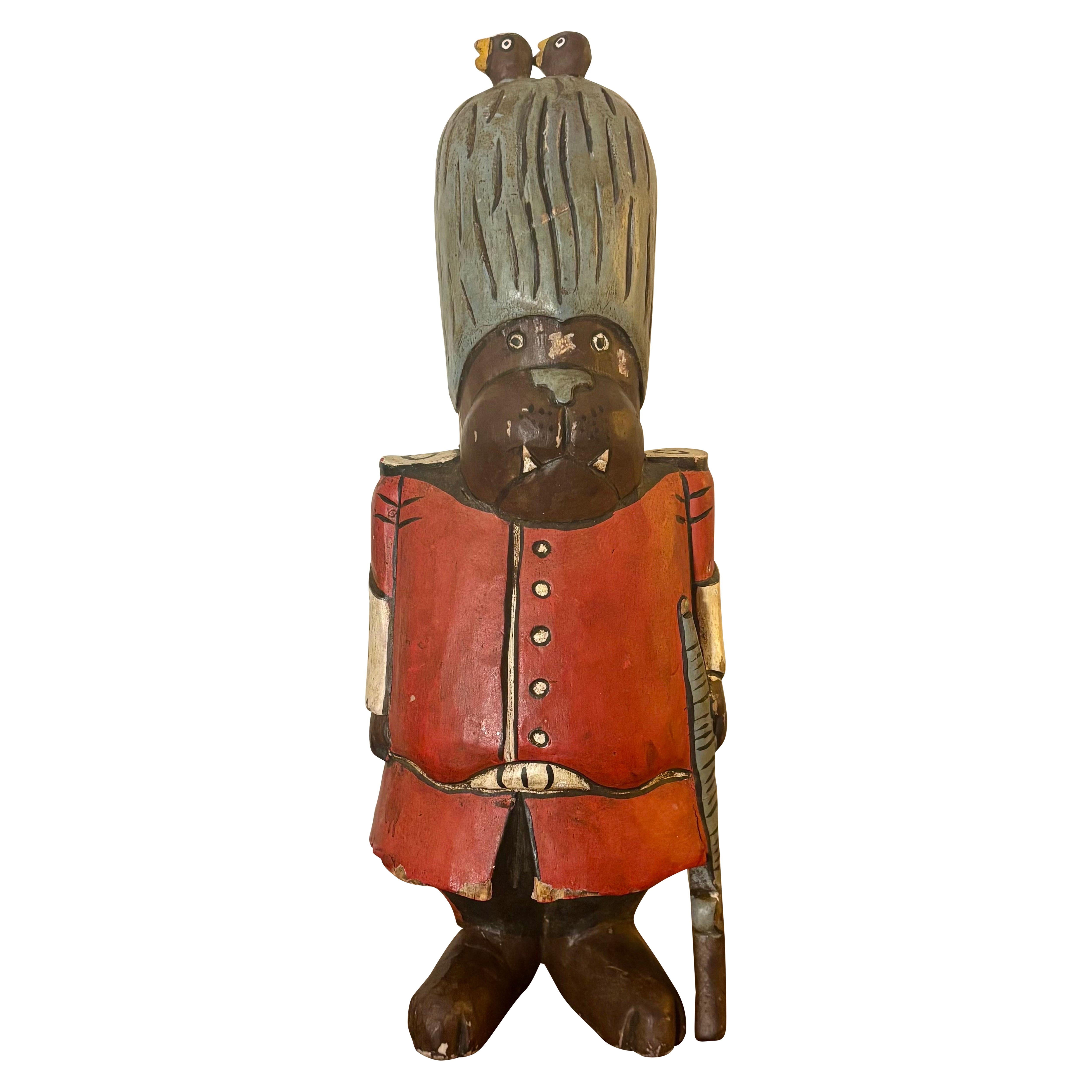 Hand Carved Folk Art Walrus Guard Sculpture